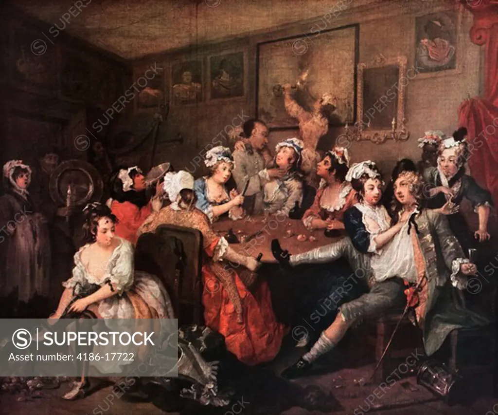 1700S The Orgy From RakeS Progress Painting By William Hogarth 1732