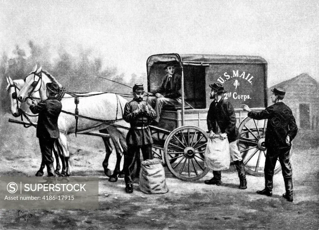 1800s 1860s 1865 DRAWING QUARTERMASTERS DEPARTMENT MAIL WAGON
