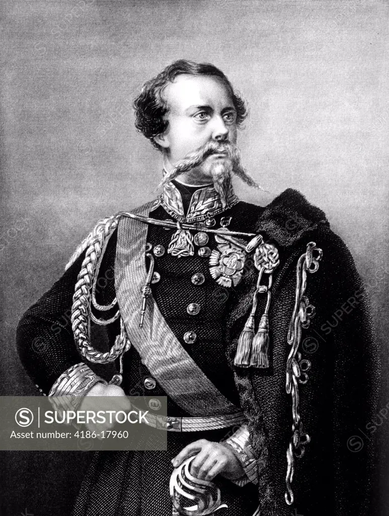 KING VICTOR EMANUEL II OF SARDINIA AND AND UNITED ITALY 1800s 1860s 1870s MILITARY REGALIA HUGE MUSTACHE