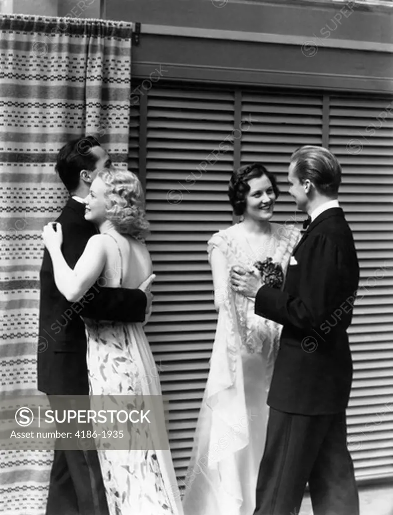 1930S 2 Couples Men Women Dancing Wearing  Formal Attire