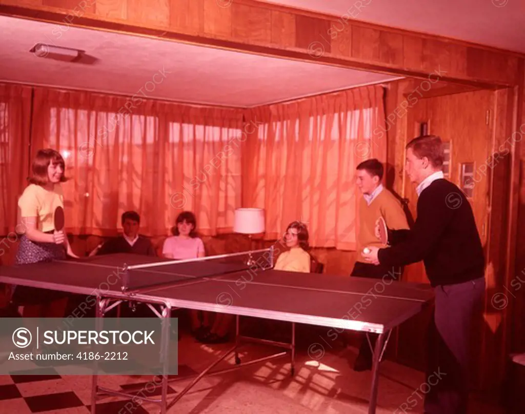1960S Teen Group Playing Ping Pong