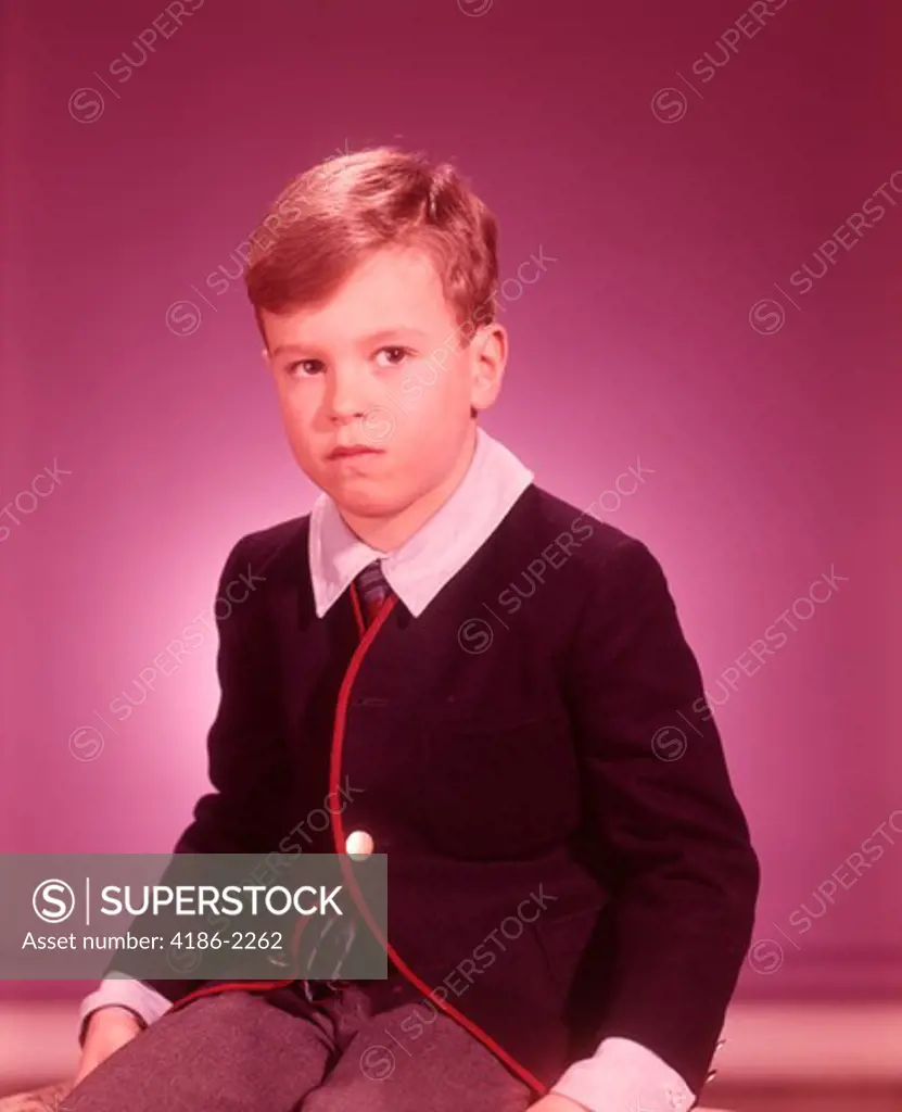 1960S Studio Portrait Little Boy Serious Expression