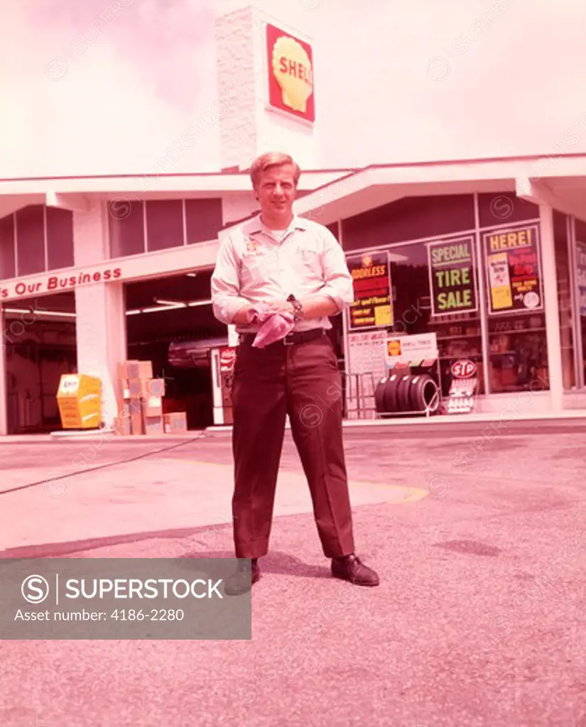 1960S Gas Station Attendant Portrait Full Length