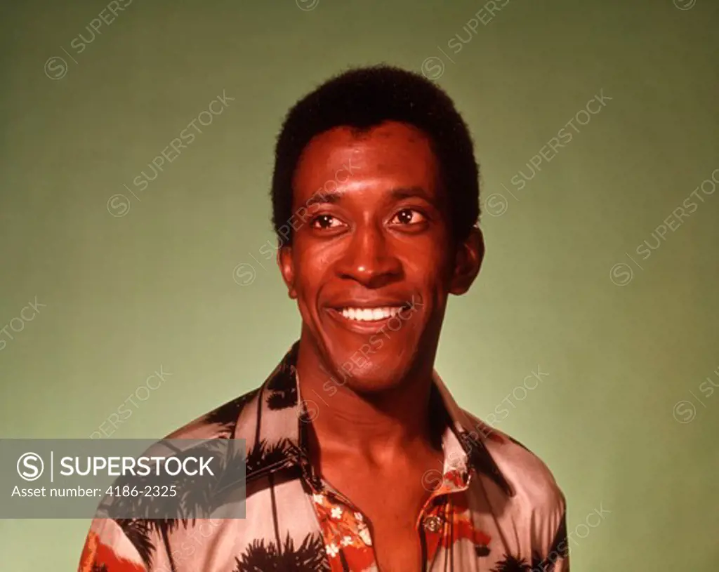 1970S Portrait African American Man Green Background