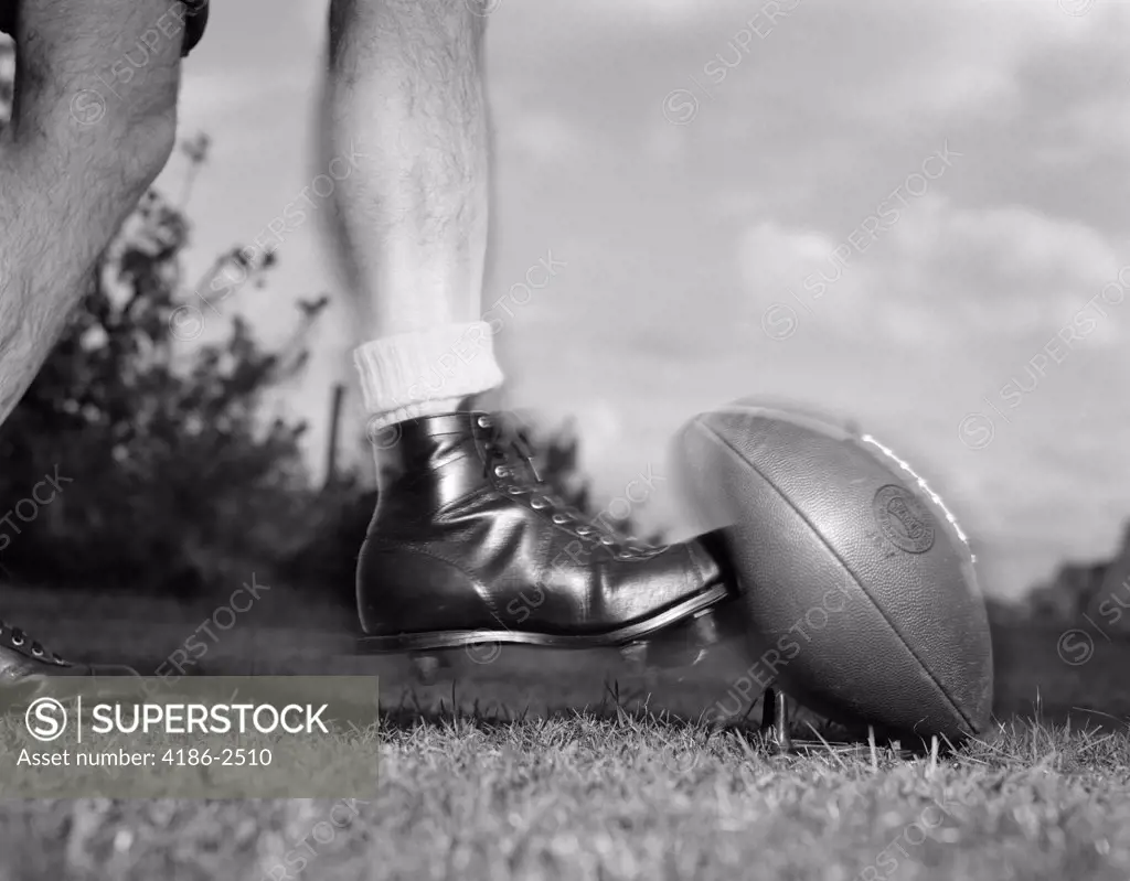 1950S Close-Up Foot Kicking Football Kickoff
