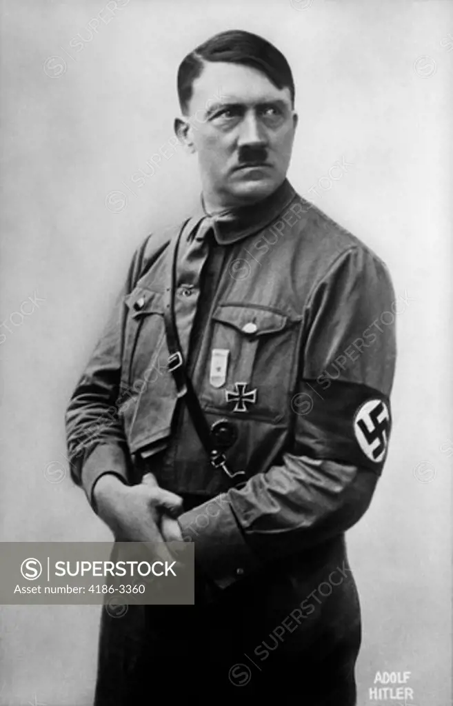 1930S Portrait Of Hitler In Military Uniform Wearing Swastika Armband
