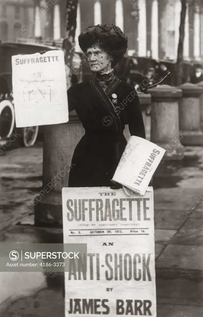 1890S 1900S Suffragette Woman Distributing Literature Newsletter Flyer City Street