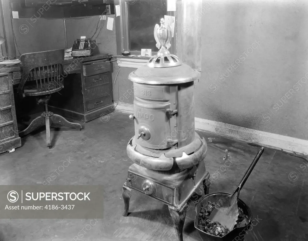 1920S Coal Stove Heater In Business Office