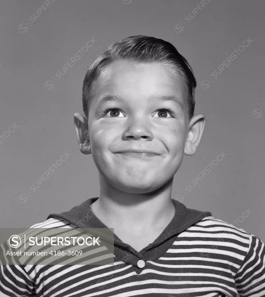 1960S Smiling Happy Boy Stripe Shirt