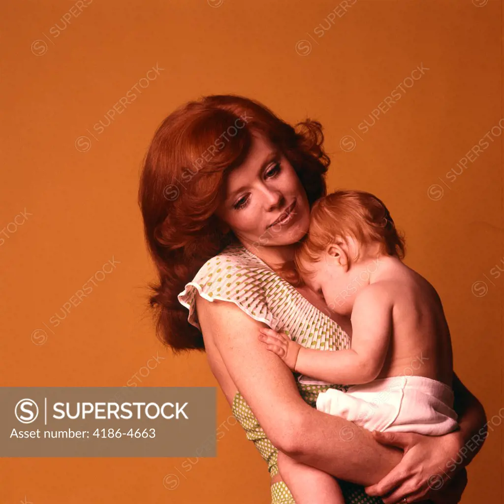 1970S Mother Child Baby Both Red Hair Auburn Redheads Caring Loving Pose Holding Baby Close Family Families