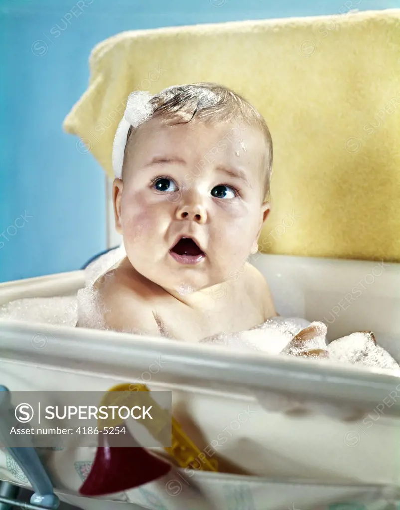 1960S Baby In Bath Looking Up