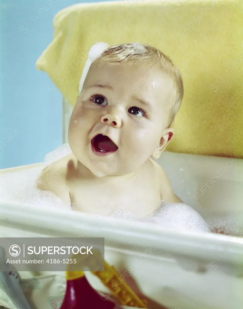 1960S Happy Baby Taking Bath