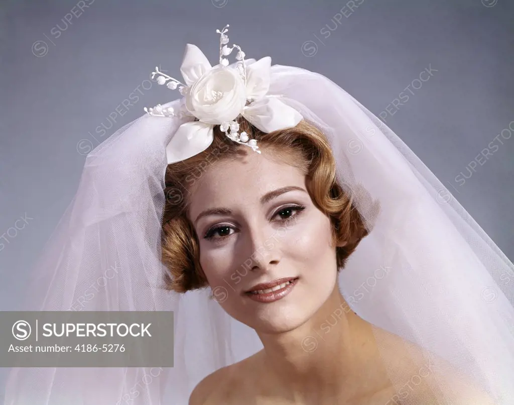 1960S Portrait Of Bride Wearing Veil