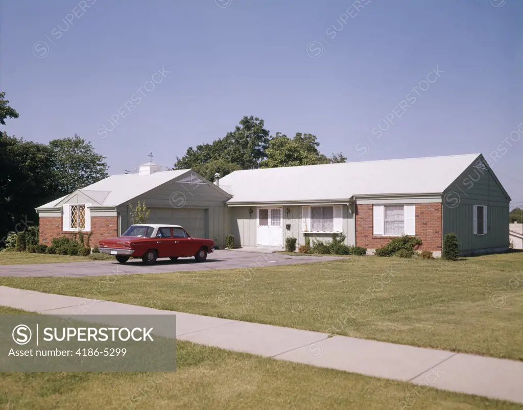 1960S Suburban Brick Home With Car Driveway Near Dayton Ohio
