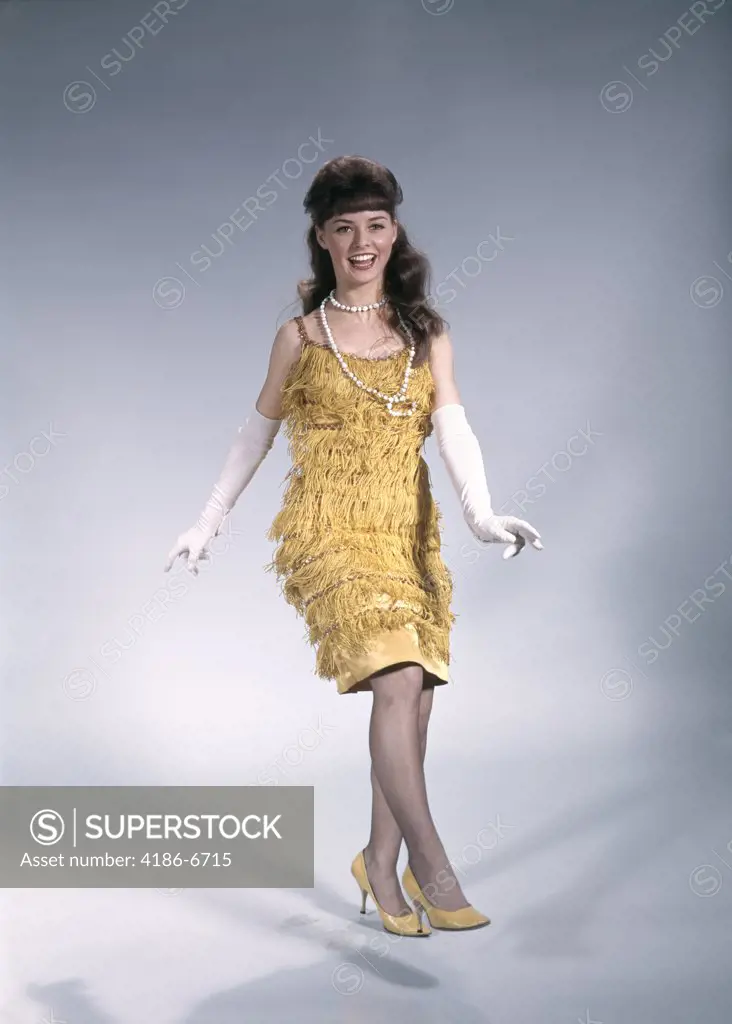 1960S Woman Dressed Fringed Flapper Costume