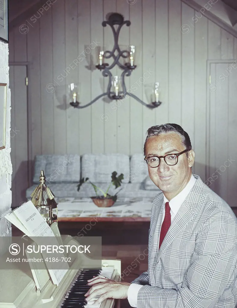 1960S Portrait Of Steve Allen  American Television Personality, Comedian, Composer, Actor, Writer Sitting At Piano