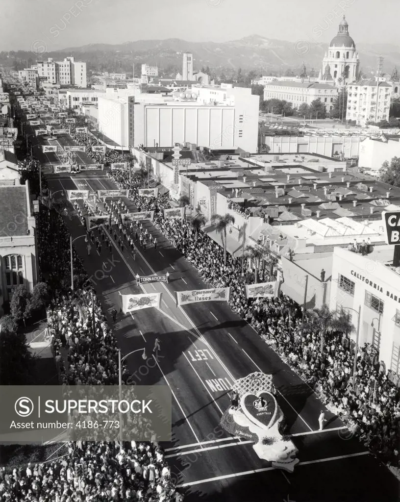 1940S 1950S Aerial View Tournament Of Roses Parade Pasadena California Usa