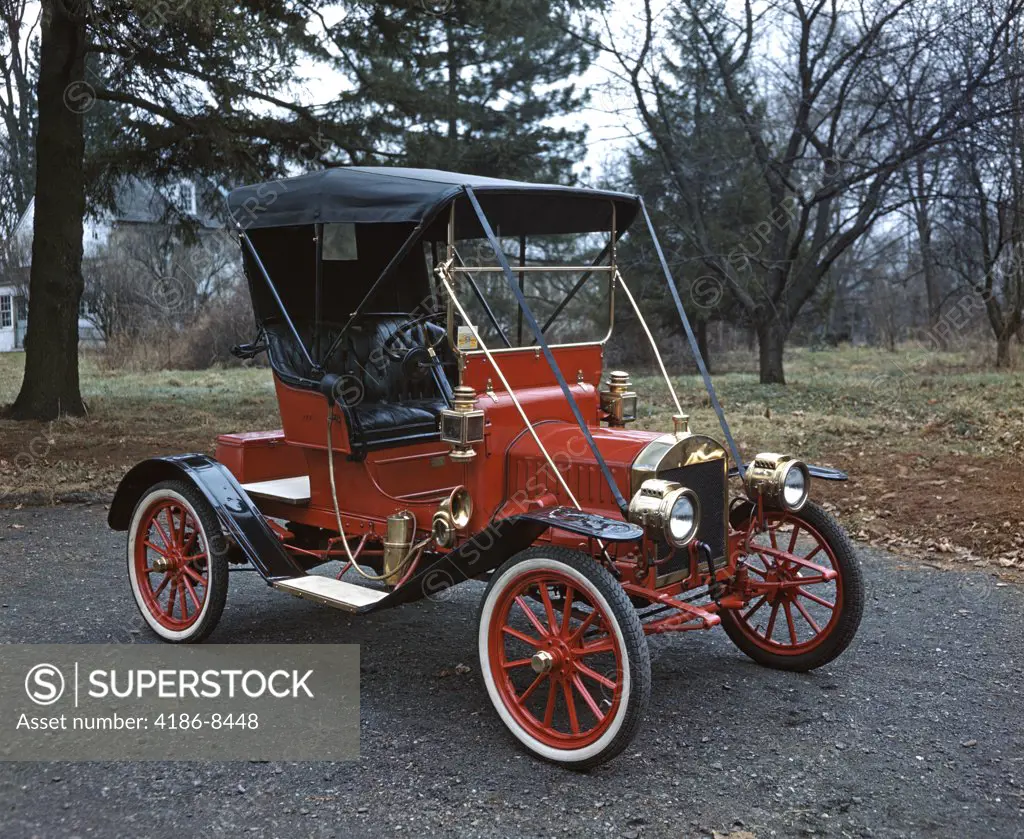 Antique Red Ford Model T Roadster Automobile