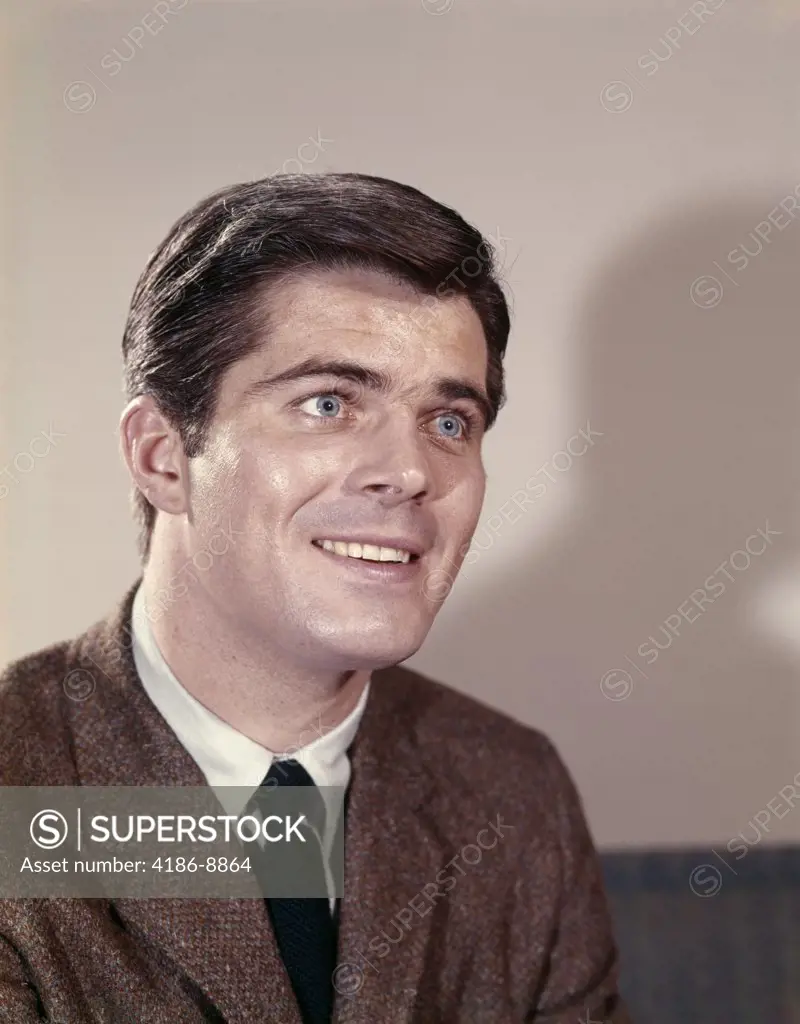 1960S Man Smiling Tweed Jacket Tie