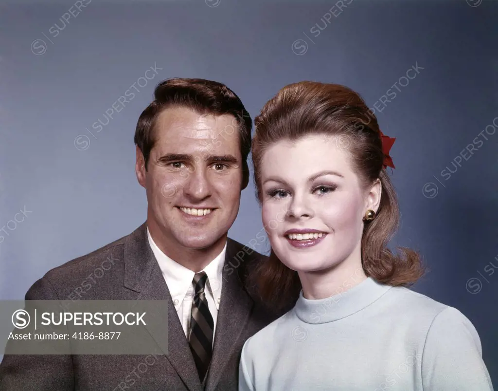 1960S Portrait Of Smiling Couple Man And Woman In Studio