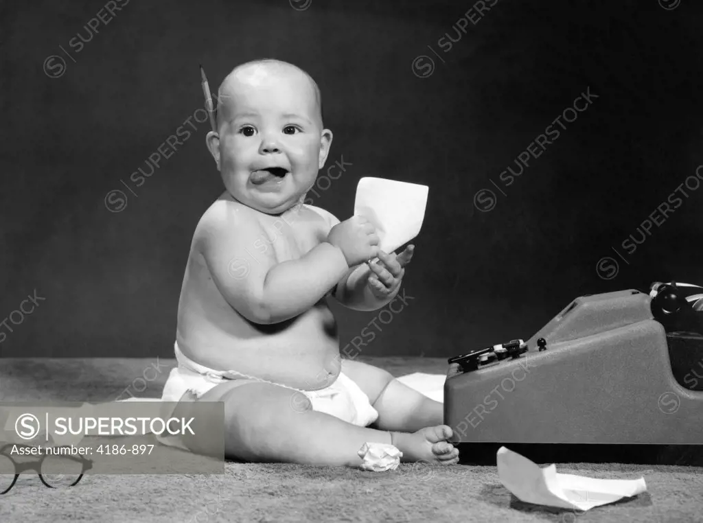 1960S Baby At Adding Machine