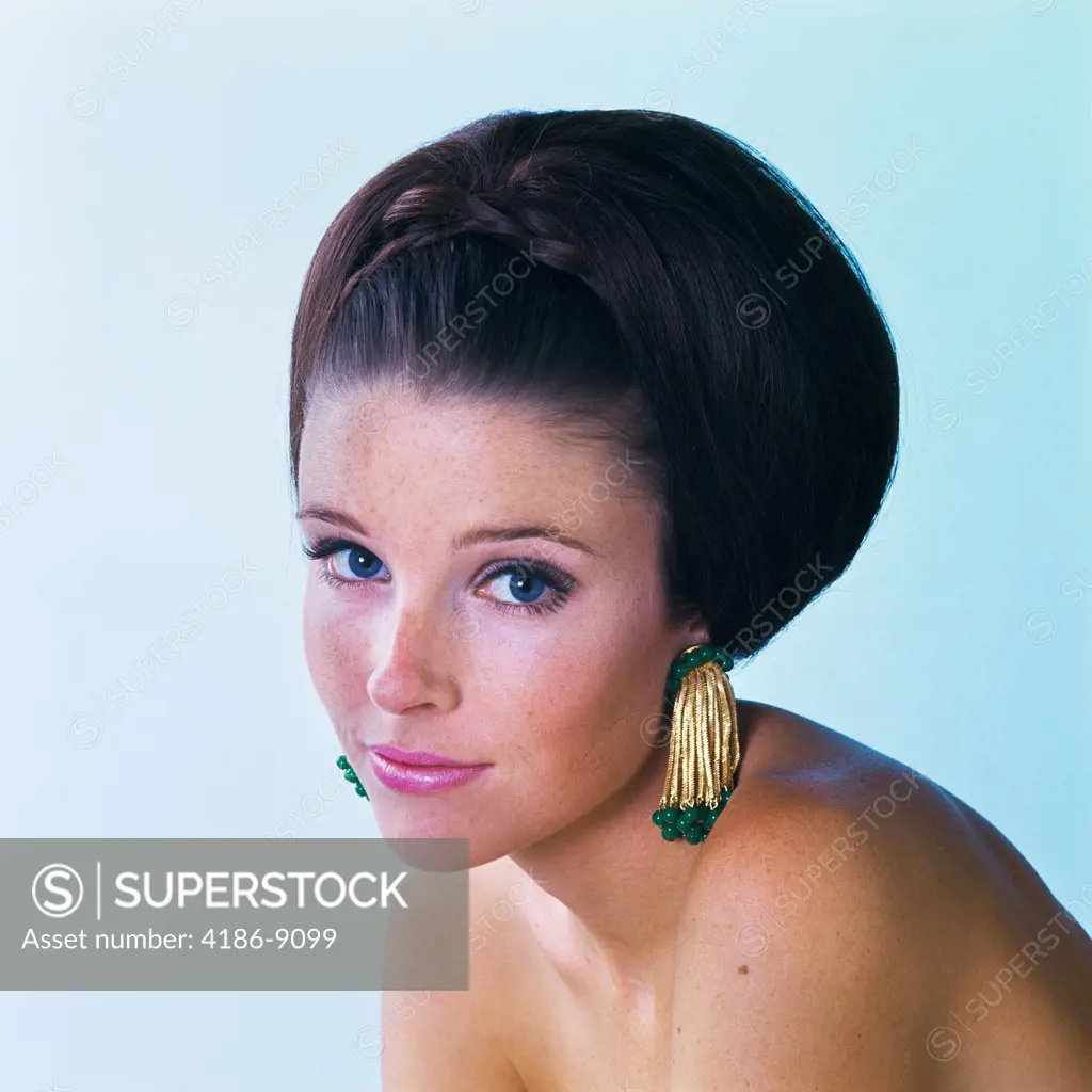 1960S Glamorous Young Woman Brunette Big Hair Teased Bouffant Hairstyle