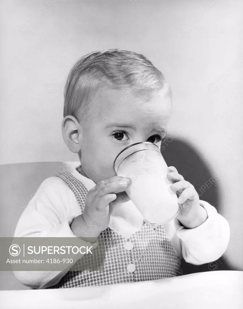 1950S Boy Toddler Drinking Glass Milk