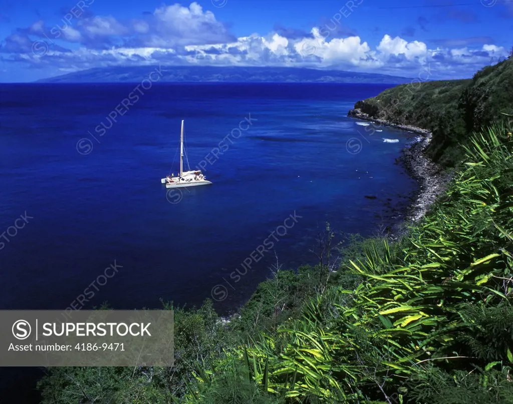 Maui Hawaii Catamaran Nearing Shore