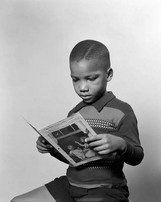 Portrait Boy Child African American Retro 1950S