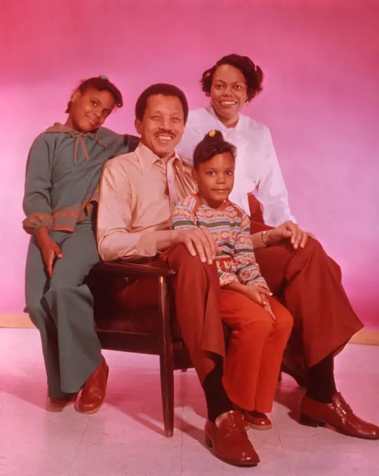 1970S Portrait Happy African American Family