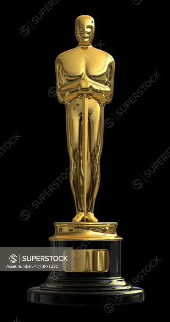 Satue trophy with a reminiscent of an Academy Award Oscar