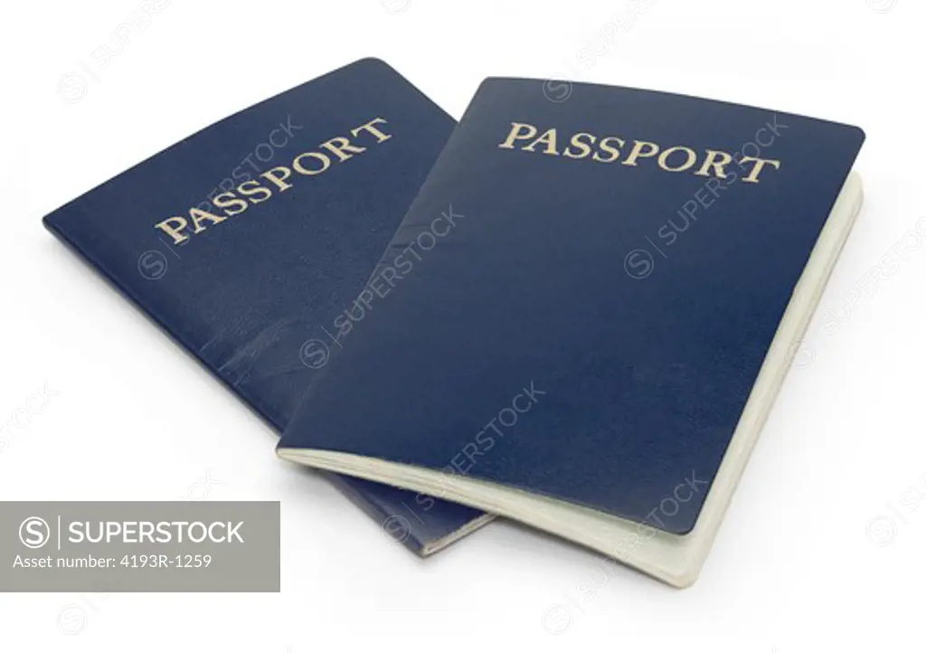 Two passports isolated on a white background with clipping path