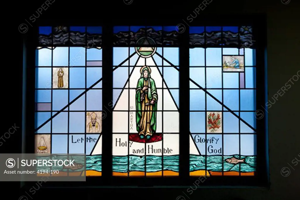 USA, New York State, New York City, Trinity Church, stained glass window