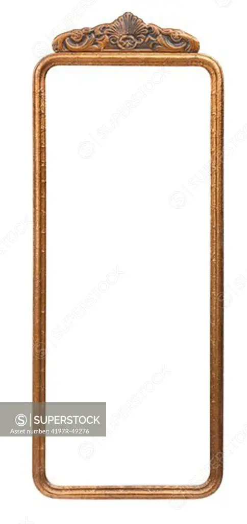 Isolated shot of a rectangular frame for a mirror or a picture