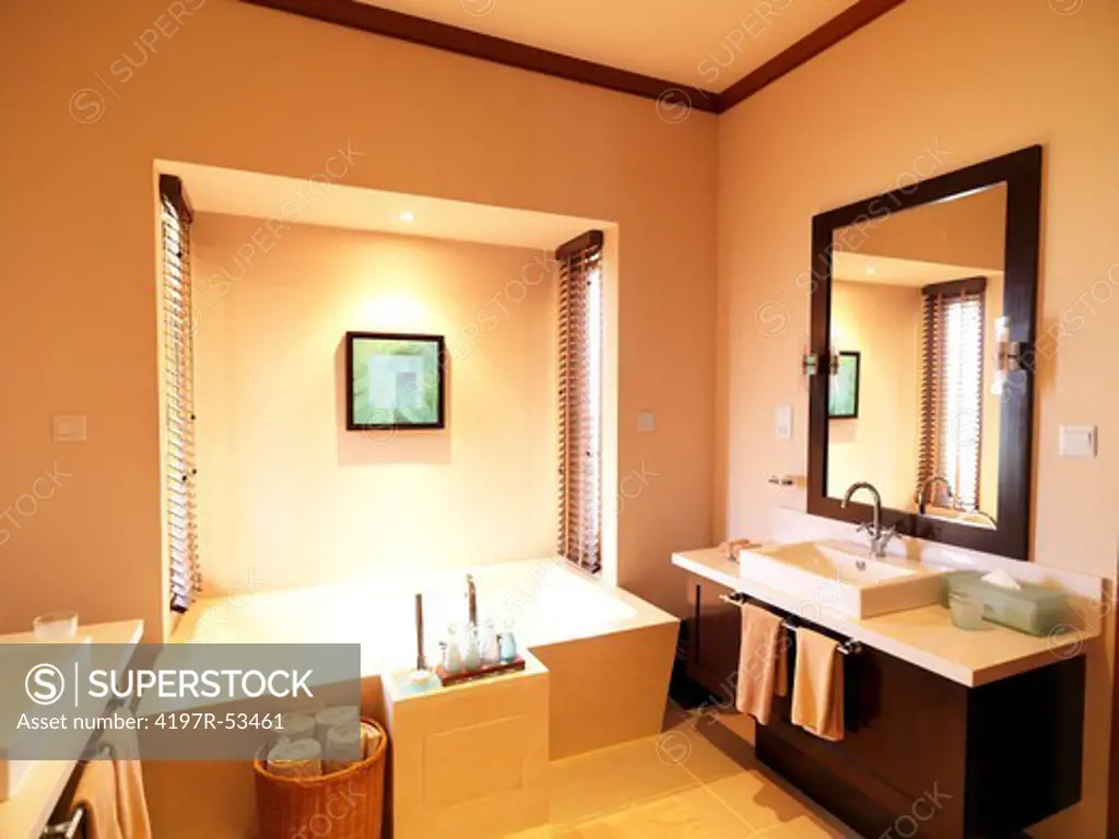 Luxury bathroom with hand wash basin of a five star hotel room