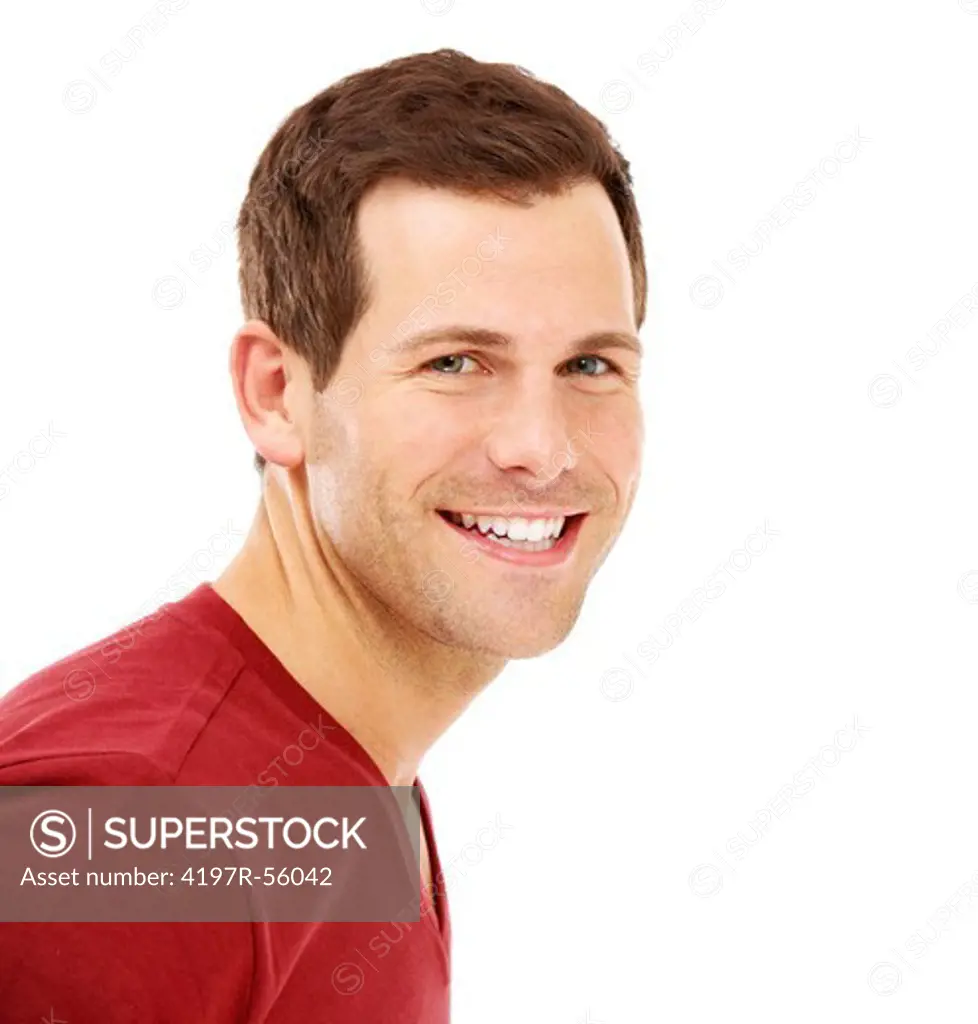 Portrait of a handsome young man on a white background