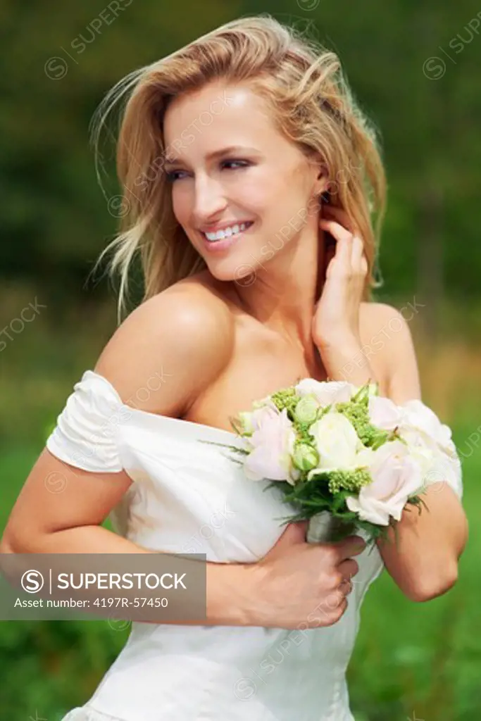 A beautiful young bride has a laugh on her big day
