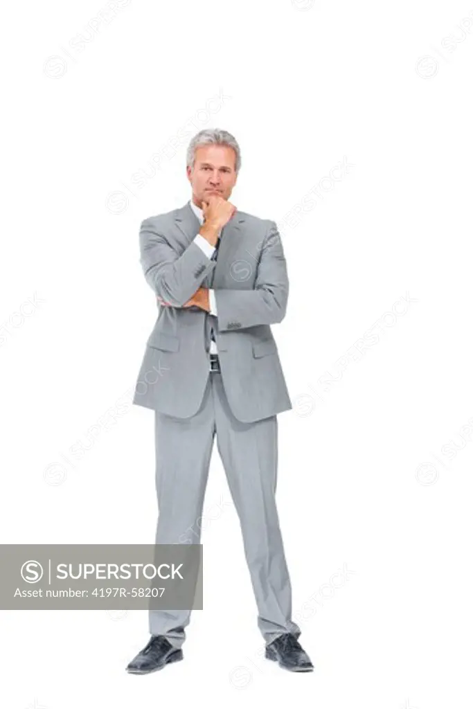 Full-length portrait of a determined executive isolated on a white background