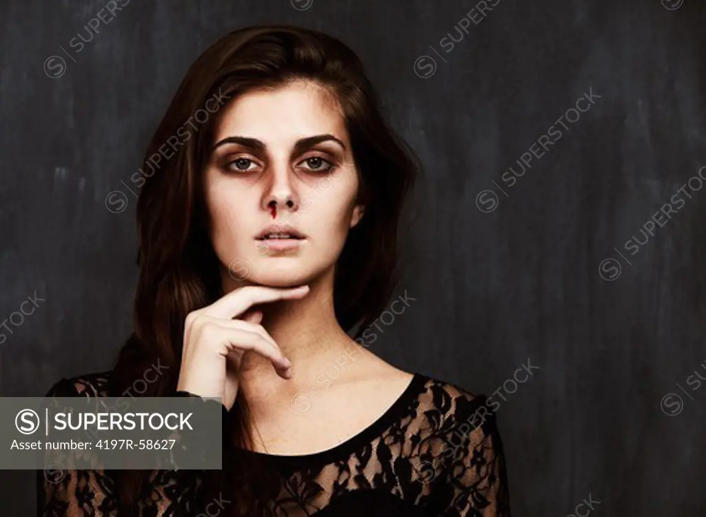 A concept studio shot of a young woman with a mental disorder