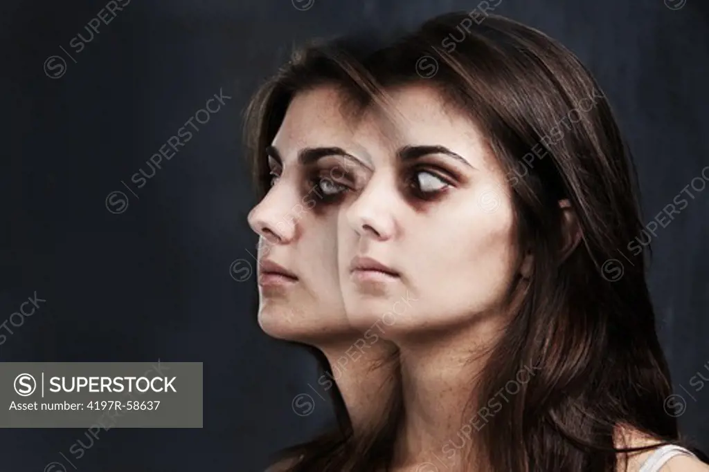 A studio concept shot of a woman suffering from a personality disorder
