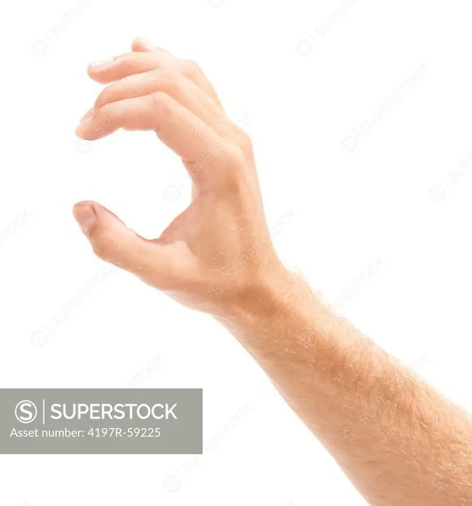 An isolated hand holding its fingers slightly apart