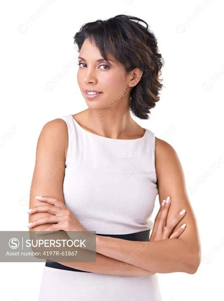 Beautiful young woman  standing with her arms folded - portrait