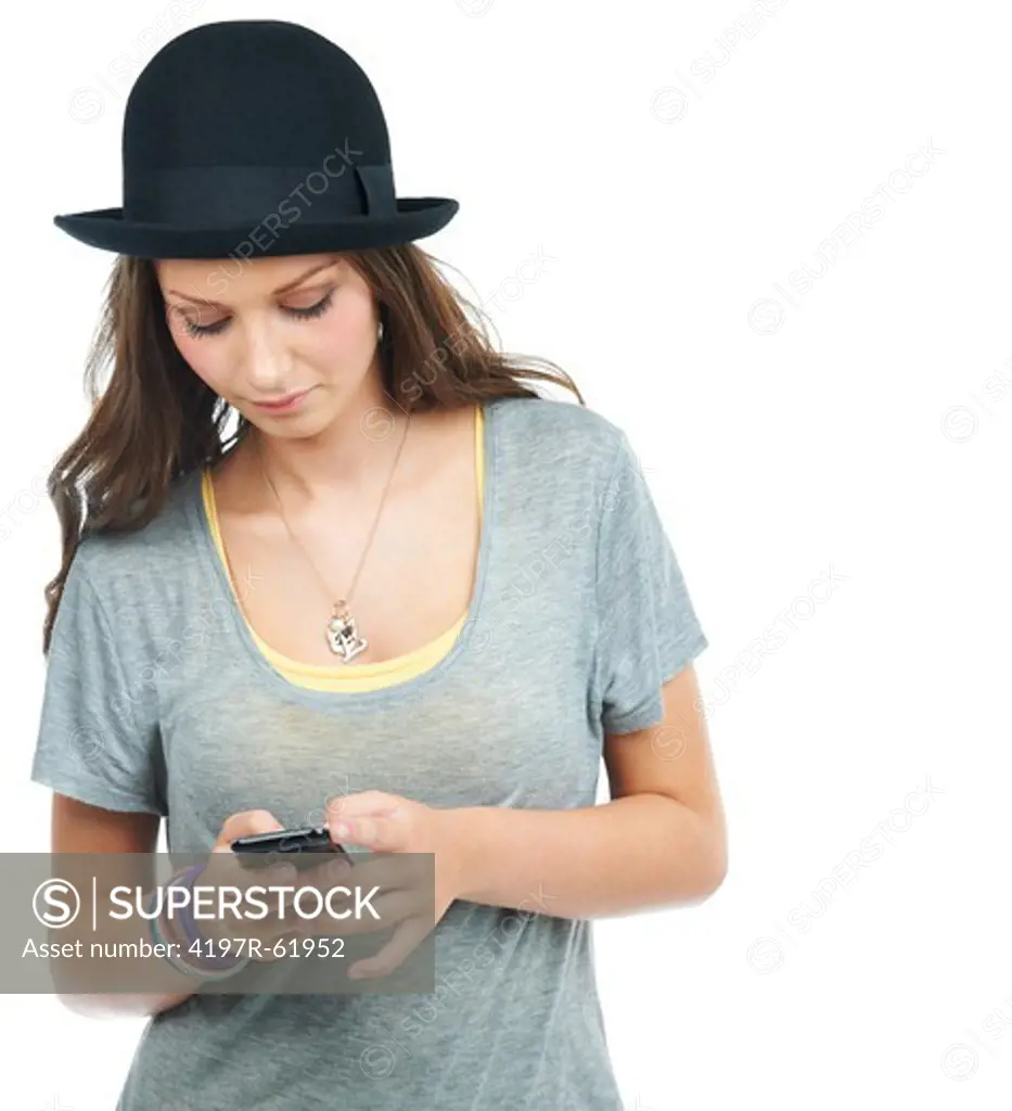 A gorgeous young hipster texting her friend