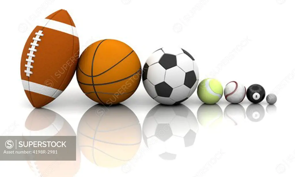 Various sports balls