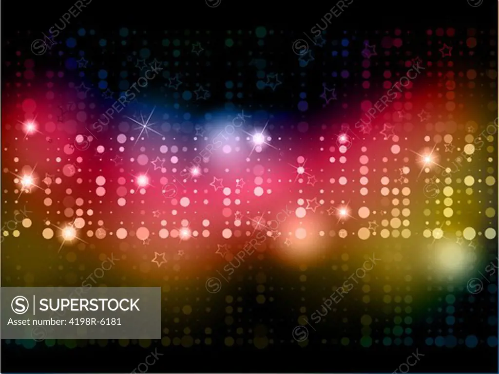 Abstract background with glowing lights and stars
