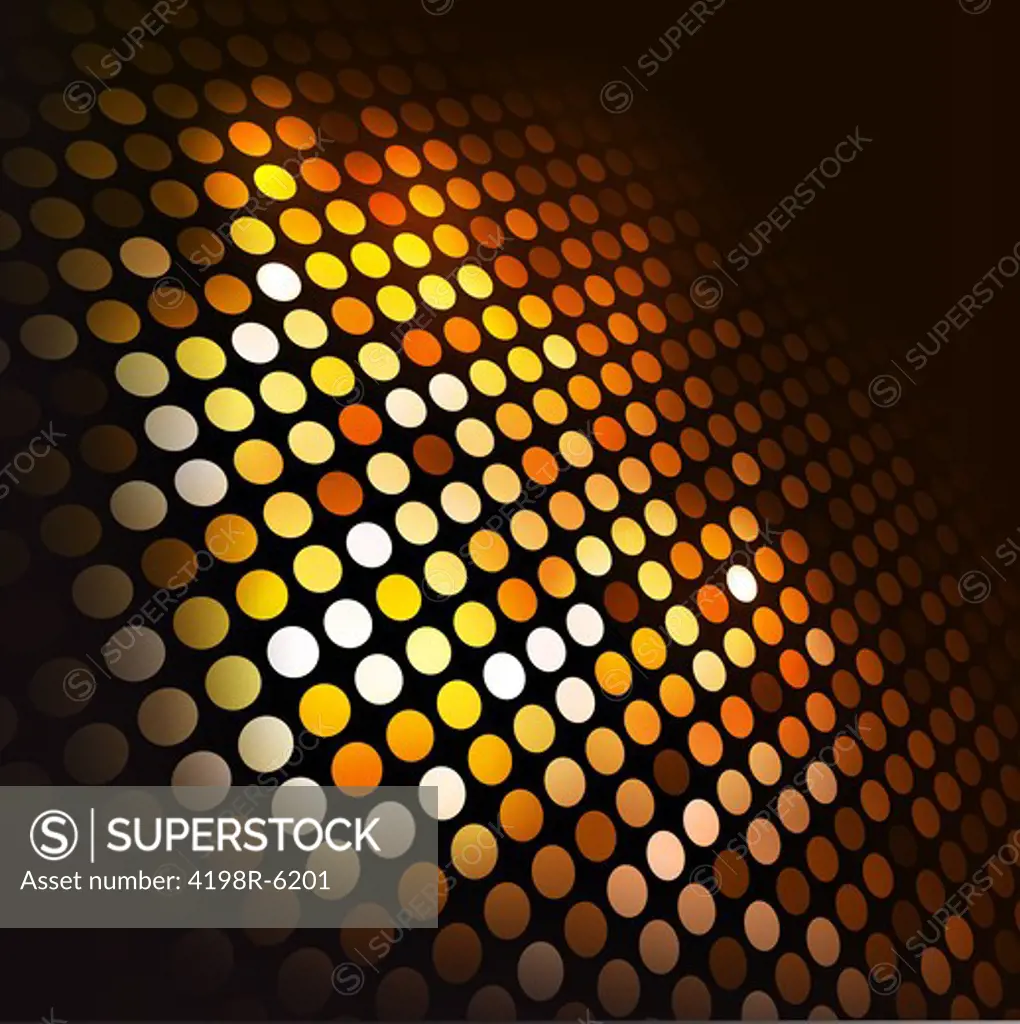 Abstract background of circles in perspective in shades of yellow and orange
