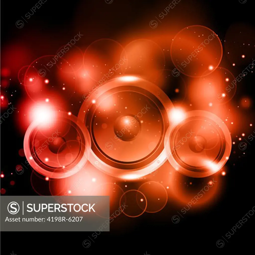 Abstract background with speakers and glowing lights