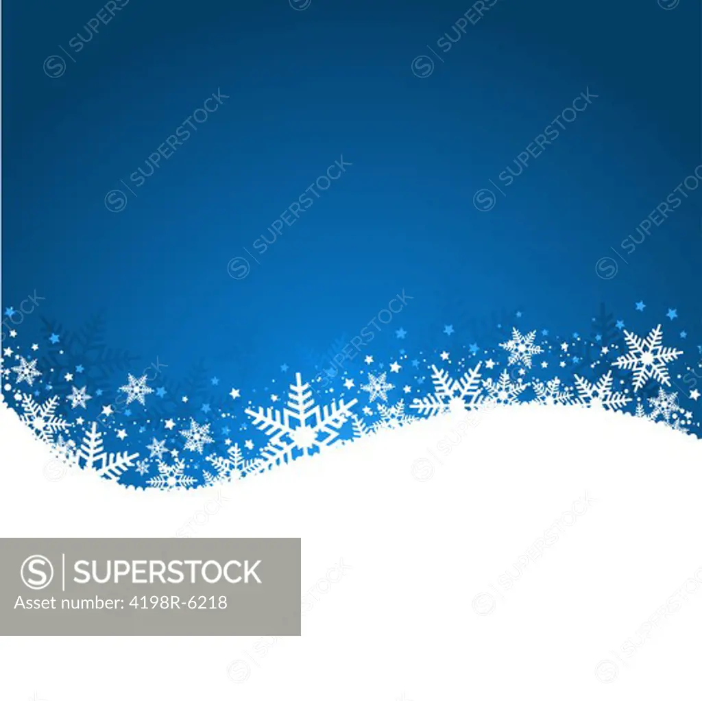 Christmas background of snowflakes and stars