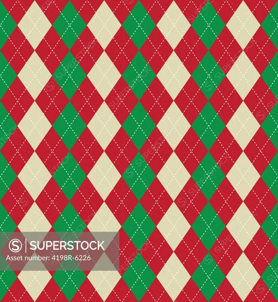 Seamless tiled background of an argyle style pattern using Christmas colours