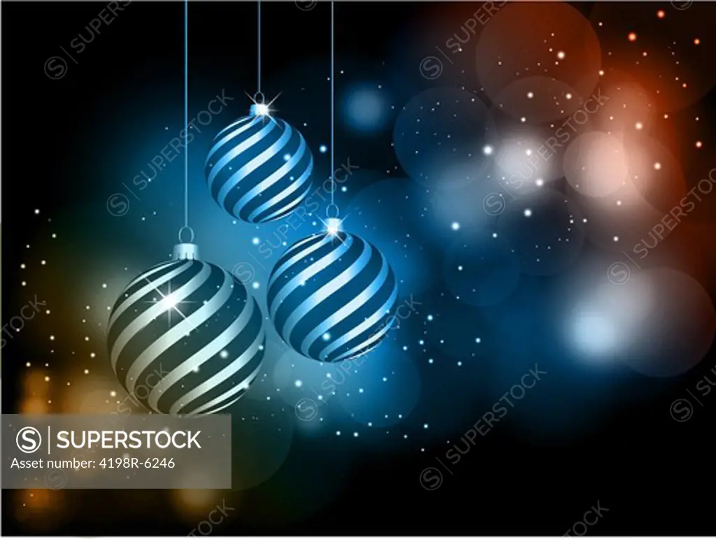 Decorative Christmas background with hanging baubles